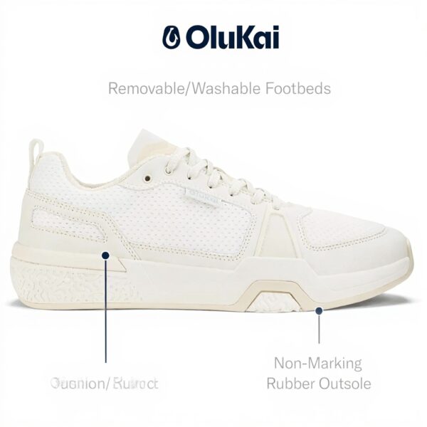 Baskets OLUKAI Anau Homme Confort Usage Quotidien Blanc