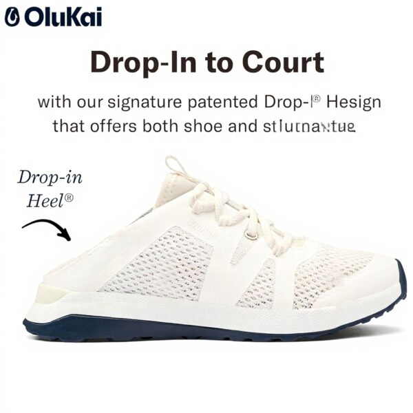 OLUKAI Baskets Huia femme blanc confort design talon tombant