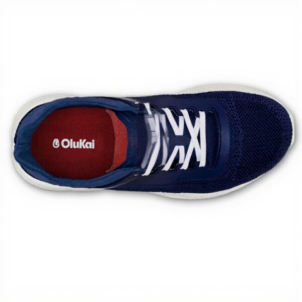 OLUKAI Baskets Homme Tricot Respirant Talon Tombant Bleu