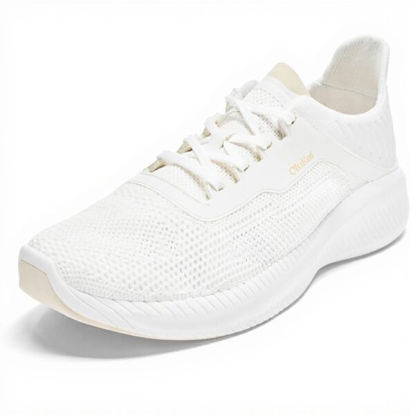 Baskets OLUKAI Homme Tricot Respirant Talon Tombant Blanc