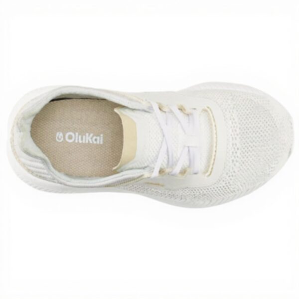 Baskets OLUKAI Homme Tricot Respirant Talon Tombant Blanc