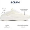 Baskets OLUKAI Homme Tricot Respirant Talon Tombant Blanc