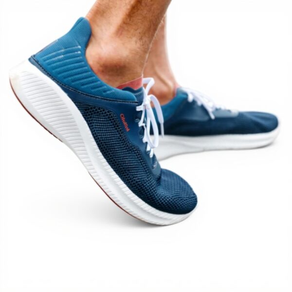 OLUKAI Baskets Homme Tricot Respirant Talon Tombant Bleu