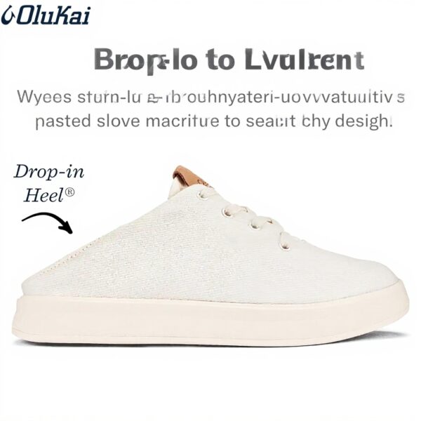 Baskets OLUKAI Kiihele Li Femme Toile Daim Blanc Cassé