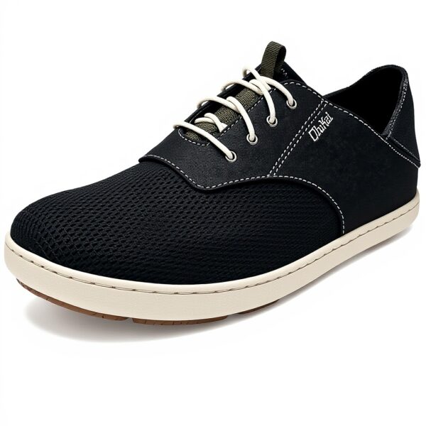 Mocassin Olukai Nohea Moku Homme Noir Maille Respirante