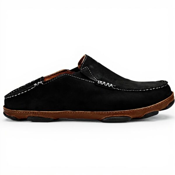 Mocassin OluKai Moloa Homme Cuir Noir Toffee Chaussure