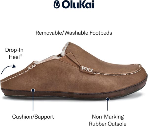 Chaussons Olukai Moloa Homme Cuir Nubuck Doublure Mouton-1