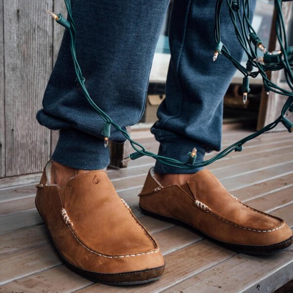 Chaussons Olukai Moloa Homme Cuir Nubuck Doublure Mouton-4