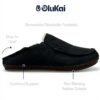 Pantoufles OLUKAI Moloa Homme Cuir Doublure Peau Mouton
