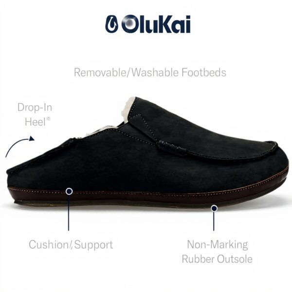 Pantoufles OLUKAI Moloa Homme Cuir Doublure Peau Mouton