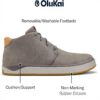 OLUKAI Papaku Ili Bottes pour homme, cuir imperméable durable, doublure matelassée confortable, coussin sous le pied, semelles en caoutchouc confortables et adhérentes sur lhumidité, graphite
