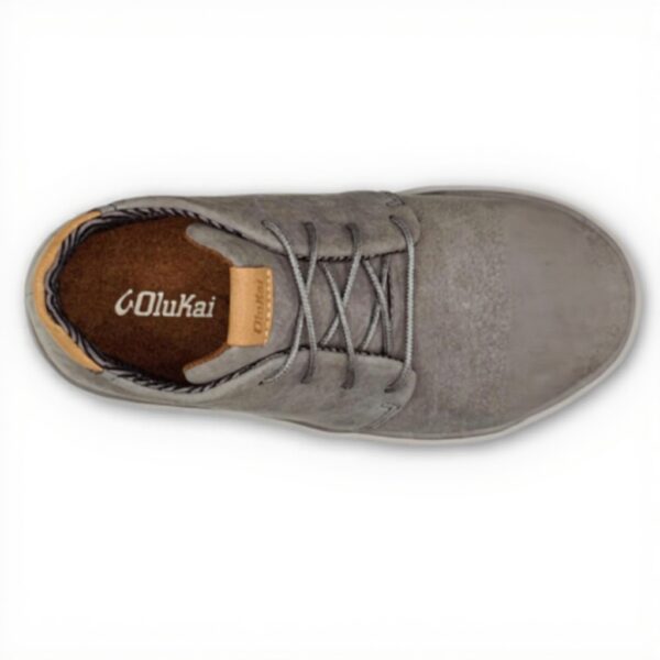 OLUKAI Papaku Ili Bottes pour homme, cuir imperméable durable, doublure matelassée confortable, coussin sous le pied, semelles en caoutchouc confortables et adhérentes sur lhumidité, graphite