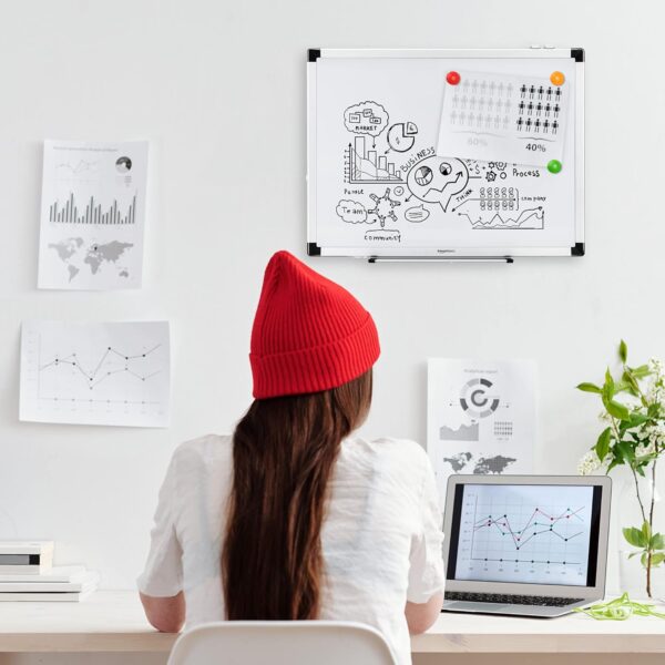 Tableau blanc magnétique Amazon Basics aluminium effaçable à-4
