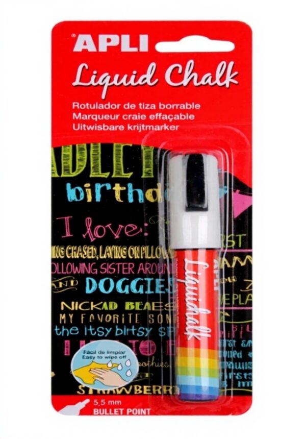 Marqueur craie liquide Apli blanc effaçable pointe ronde 5,5