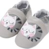 Chaussures bébé cuir souple mocassins semelles daim-3