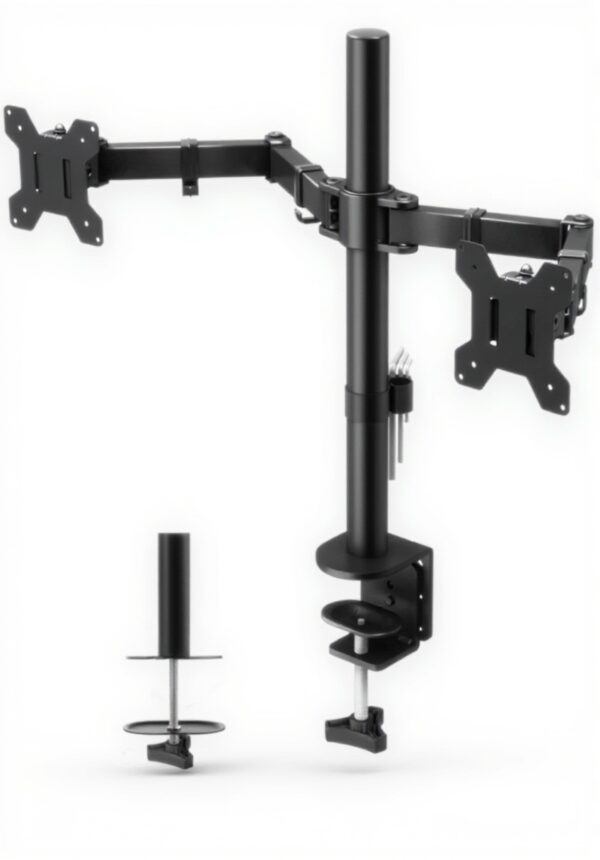 Support Ecran PC BONTEC Bras Double Réglable Noir