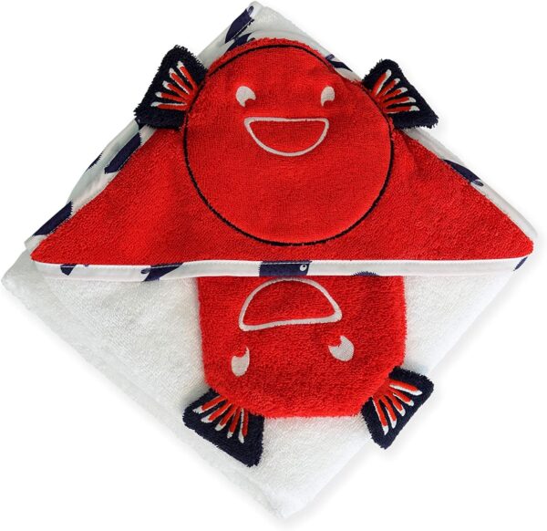 Cape de bain bébé Catimini coton créative côtier blanc rouge-3