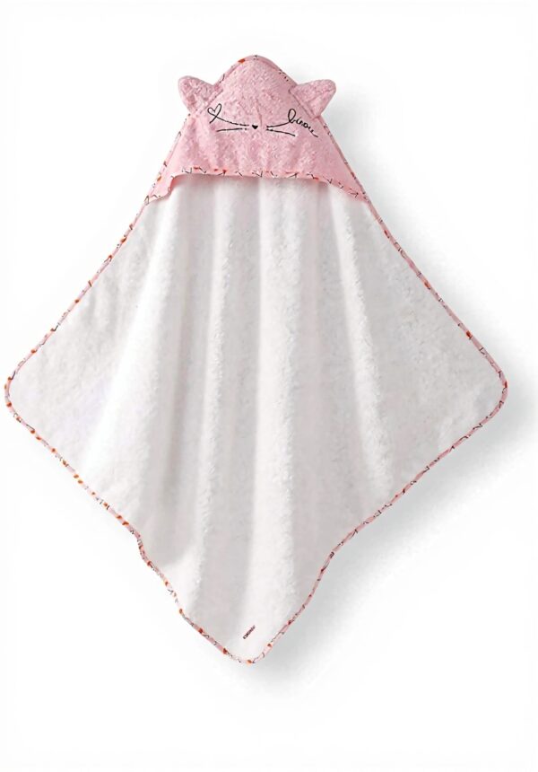 Cape de bain bébé Catimini Escapade Kawaii coton blanc rose
