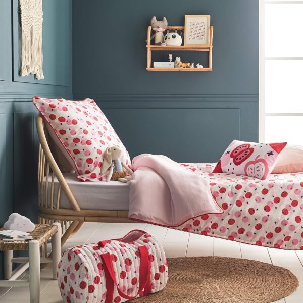 Coussin décoratif enfant Catimini fruits 40x40cm coton rose-1