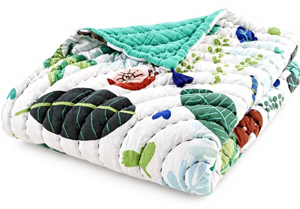 Boutis enfant CATIMINI jungle coton matelassé vert blanc