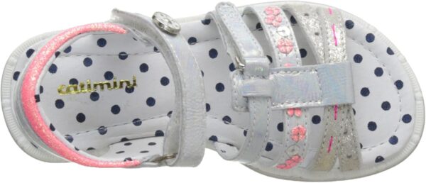Sandales Catimini Fille Cuir Blanc Bout Ouvert Plat-4