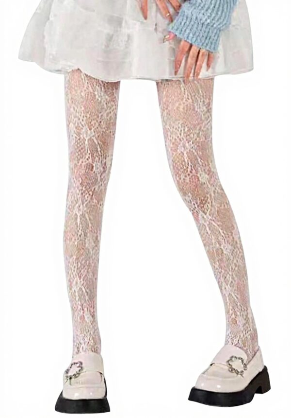Collant Blanc Femme Dentelle Florale Creuse Qianfeng Ballet