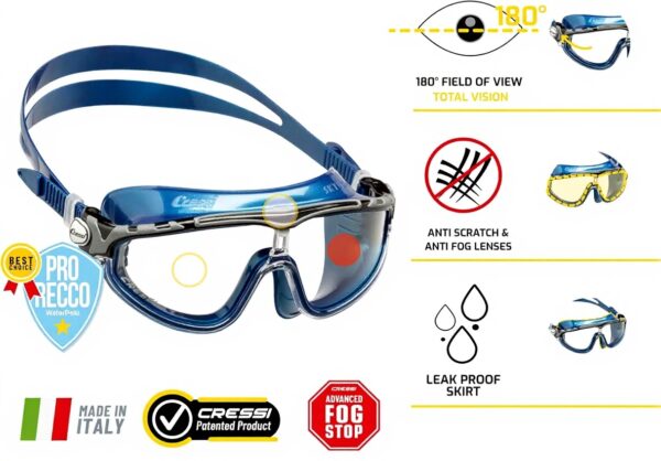 Lunettes de natation Cressi Skylight antibuée 180 vue