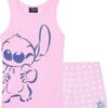 Pyjama Stitch fille Disney ensemble camisole short rose-0