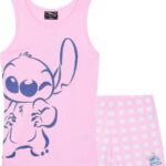 Pyjama Stitch fille Disney ensemble camisole short rose-0