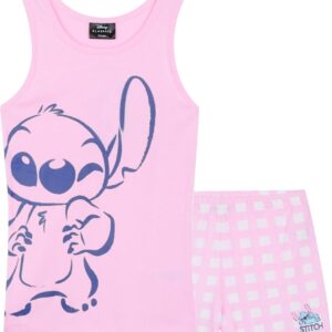 Pyjama Stitch fille Disney ensemble camisole short rose-0