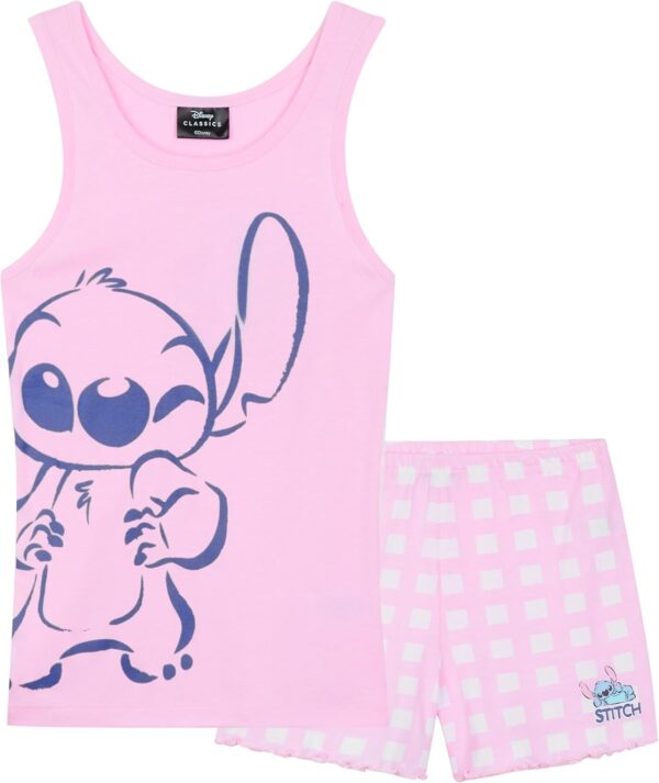 Pyjama Stitch fille Disney ensemble camisole short rose-0