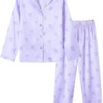 Pyjama fille satin Ewbob confortable cadeau Noël 5-14 ans-0