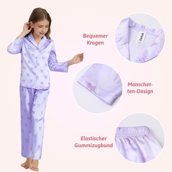 Pyjama fille satin Ewbob confortable cadeau Noël 5-14 ans-3