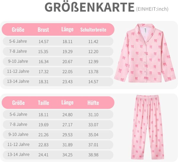 Pyjama fille satin Ewbob confortable cadeau Noël 5-14 ans-5