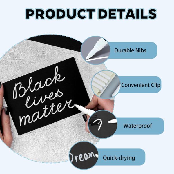 Gudemoore White Permanent Markers 5 Pack Fast Drying-2