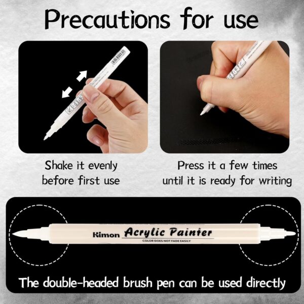 Marqueurs blancs DenFatory acryliques double pointe tissu-3