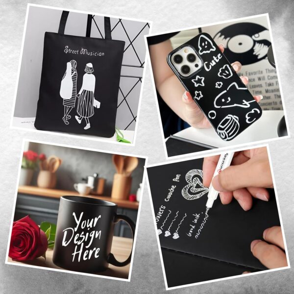 Marqueurs blancs DenFatory acryliques double pointe tissu-6