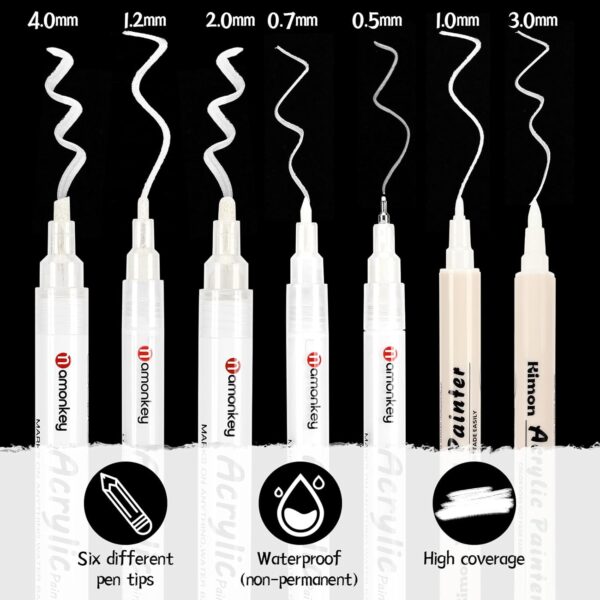 Marqueurs blancs DenFatory acryliques double pointe tissu-1