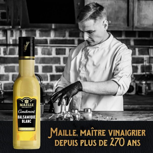 Vinaigre balsamique blanc Maille condiment fruité lot 3-4