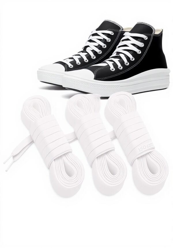 Lacets Blancs MARKETIFAR 4 Paires Plat 150 cm Polyester