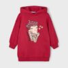 Robe fille Mayoral peluche capuche rouge collection hiver-3