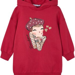 Robe fille Mayoral peluche capuche rouge collection hiver-0