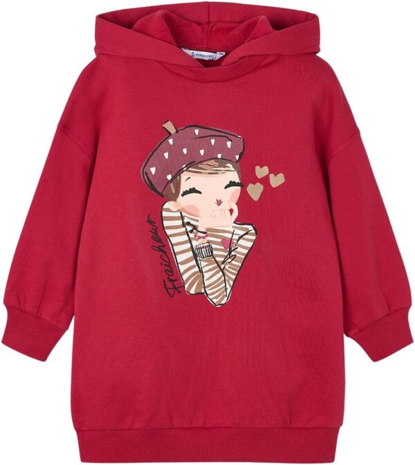 Robe fille Mayoral peluche capuche rouge collection hiver-0
