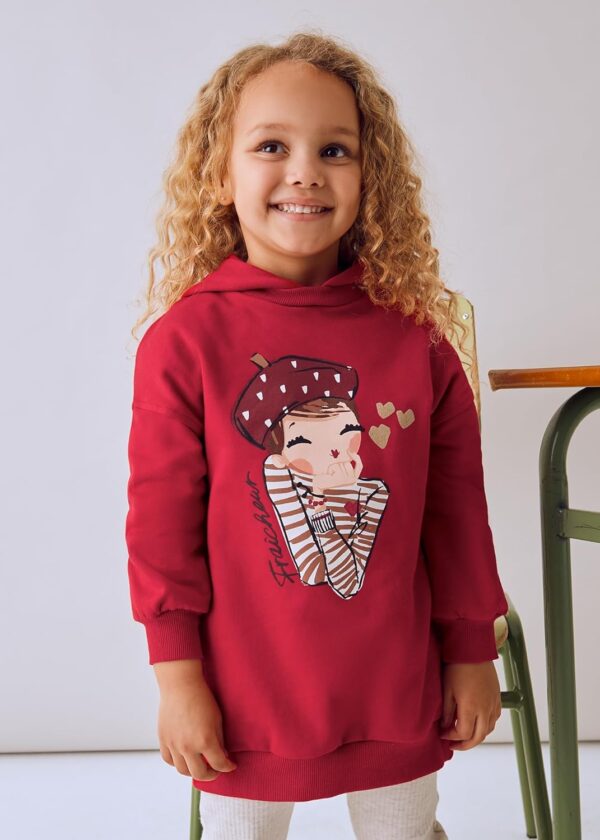 Robe fille Mayoral peluche capuche rouge collection hiver-4