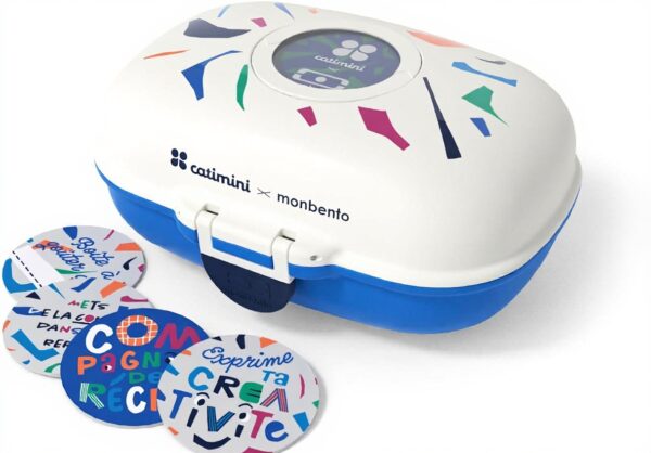 Boîte à goûter enfant monbento Catimini bleu Terrazzo sans