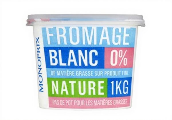 Fromage blanc 0% MG Monoprix pot 1kg nature français