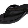 Sandales OLUKAI Aukai Noir Cuir Confort Homme