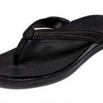 Sandales OLUKAI Aukai Noir Cuir Confort Homme