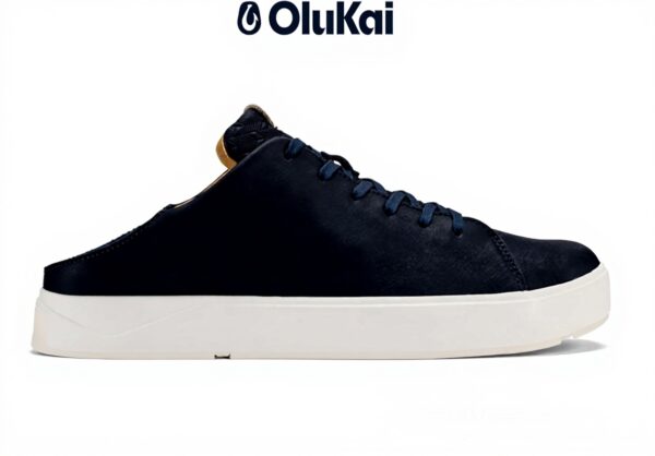 Baskets OLUKAI Laeahi Li ILI homme cuir imperméable bleu
