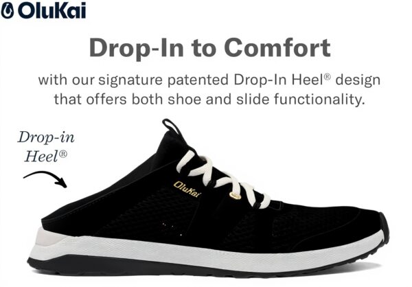 Baskets OluKai Femme Huia Noir Confort Maille Aérée